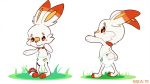  2019 anthro buckteeth diaper digital_media_(artwork) fur kircai lagomorph male mammal nintendo pok&eacute;mon pok&eacute;mon_(species) scorbunny simple_background solo teeth video_games 