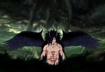  black_hair cloud clouds devil god_of_war horns long_hair naruto outdoors sky solo tornado uchiha_madara wings 