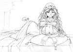  1girl artist_request breasts cleavage dark_souls female gwynevere large_breasts monochrome queen_of_sunlight_gwynevere solo souls_(from_software) 