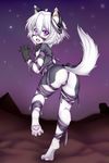  1girl ass cat furry halloween open_mouth purple_eyes short_hair solo syrup_(artist) white_hair 