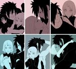  1boy 1girl haruno_sakura monochrome naruto simple_background smile uchiha_madara 