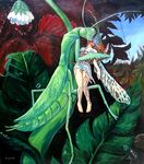  1girl artist_request barefoot blood fairy feet flower guro insect leaf mantis minigirl praying_mantis restrained vegetation wings 