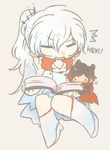  2girls animal_ears book cape chibi eating hamster_ears multiple_girls rapop ruby_rose rwby short_hair weiss_schnee white_hair 