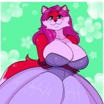  &lt;3 big_breasts breasts canid canine cleavage clothed clothing dress female fox hair jwinkz mammal purple_hair smile solo 