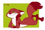  &lt;3 &lt;3_eyes 2019 anthro arm_support black_ears border canid canine color_swatch dipstick_tail disney fox fuel_(artist) gloves_(marking) green_background green_eyes half-closed_eyes leaning_on_elbow lying male mammal markings multicolored_tail nick_wilde nude on_front red_fox restricted_palette simple_background smile socks_(marking) solo white_border zootopia 