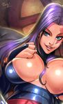  1girl blue_eyes breasts large_breasts marvel psylocke purple_hair reiq 