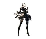 absurdres black_dress blindfold boots breasts cleavage cleavage_cutout dress full_body hairband high_heel_boots high_heels highres nier nier:_automata official_art puffy_sleeves silver_hair square_enix thigh_boots thighhighs yorha_no.2_type_b yoshida_akihiko 