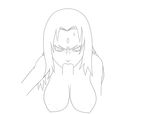  1boy 1girl angry antop breasts fellatio forced large_breasts looking_at_viewer monochrome naruto nude oral pov topless tsunade 