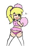  ass blonde_hair cheerleader crossdressing huge_ass link looking_at_viewer looking_back one_eye_closed panties ponytail the_legend_of_zelda the_legend_of_zelda:_tri_force_heroes toon_link underwear wink 