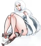  1girl armor barefoot dark_souls facesitting feet priscilla_the_crossbreed scathegrapes size_difference souls_(from_software) thick_thighs white_hair yellow_eyes 