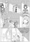  akitsu_maru_(kantai_collection) alternate_costume amagi_(kantai_collection) birii breasts comic door flower furutaka_(kantai_collection) greyscale hair_flower hair_ornament hair_ribbon hat hat_tip hyuuga_(kantai_collection) ise_(kantai_collection) japanese_clothes kako_(kantai_collection) kantai_collection kimono large_breasts long_hair military military_hat military_uniform monochrome multiple_girls open_mouth ponytail remodel_(kantai_collection) ribbon short_hair sword translated uniform waving_arm weapon window 