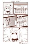  3koma ? aoba_(kantai_collection) cellphone comic commentary_request eighth_note emphasis_lines gameplay_mechanics highres holding horns idolmaster idolmaster_cinderella_girls idolmaster_cinderella_girls_starlight_stage kaga_(kantai_collection) kantai_collection kongou_(kantai_collection) long_hair mittens monochrome moomin muppo musical_note naka_(kantai_collection) no_humans northern_ocean_hime parody phone sazanami_(kantai_collection) sazanami_konami smartphone translated twitter_username 