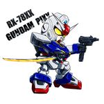  artist_request chibi dual_wielding gun gundam gundam_cross_dimension_0079 mecha mobile_suit_gundam pixie_gundam sword weapon 