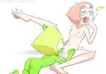  2girls barefoot blue_nipples cunnilingus feet gnome-no green_hair green_skin multiple_girls nude oral orange_hair pale_skin pearl_(steven_universe) peridot_(steven_universe) steven_universe uncensored yuri 