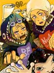  blue_hair brothers franky frog goggles iceburg male_focus one_piece purple_hair sano siblings yokozuna younger 