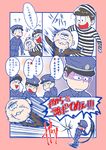  :3 alternate_costume baton brothers comic hijirisawa_shonosuke hug kerchief matsuno_choromatsu matsuno_juushimatsu matsuno_karamatsu matsuno_osomatsu matsuno_todomatsu multiple_boys osomatsu-kun osomatsu-san police police_uniform prison_clothes sakuhou3390 siblings tearing_up translation_request uniform 