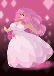  1girl armpits bare_shoulders breasts brown_eyes cartoon_network cleavage curly_hair dress drill_hair female large_breasts long_hair looking_at_viewer parted_lips pink_hair plump puffy_nipples rose_quartz_universe smile solo steven_universe tovio_rogers 
