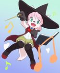  artist_request blue_eyes book copyright_request dog furry magic open_mouth spell thighhighs witch_hat 