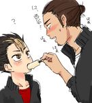  2boys azumane_asahi blush food haikyuu!! ice_cream licking male_focus multiple_boys nishinoya_yuu popsicle size_difference tagme tori_gawa_masshibu translation_request yaoi 