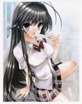  beautiful blush cute highres kanokon licking minamoto_chizuru popsicle school_uniform skirt 