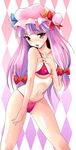  bikini breasts hat long_hair medium_breasts patchouli_knowledge purple_eyes purple_hair saipin solo swimsuit touhou 
