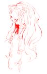  face fujiwara_no_mokou hair_ribbon long_hair miri_(tobira_no_mukou) monochrome profile red ribbon solo touhou traditional_media 