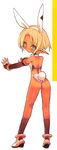  animal_ears ass back bare_back blade_(galaxist) blonde_hair blush bunny_ears bunny_tail fingerless_gloves frown full_body gloves highres looking_back original petite pointy_ears scan short_hair solo tail 