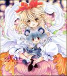  animal_ears bad_id bad_pixiv_id blonde_hair brown_eyes chibi grey_hair kemonomimi_mode minigirl mouse mouse_ears mouse_tail multiple_girls nazrin red_eyes sakurai_tamako sample shawl shikishi short_hair tail tiger_ears tiger_tail toramaru_shou touhou 