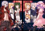  5girls alice_margatroid bad_id bad_pixiv_id bat_wings black_legwear breasts crossover dante_(devil_may_cry) devil_may_cry error fan grin hand_on_own_chest hat izayoi_sakuya kazami_yuuka lance moon multiple_girls open_clothes plaid plaid_vest polearm puppet_strings rebellion_(sword) red_moon remilia_scarlet shanghai_doll sideways_mouth small_breasts smile sword thighhighs torizousui touhou vest weapon wings yakumo_yukari 