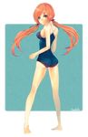  ass bad_id bad_pixiv_id blue_eyes legs long_hair mdk_(m-kuri) one-piece_swimsuit original red_hair school_swimsuit solo swimsuit twintails 