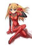  adjusting_hair arm_at_side arm_support bad_id bad_pixiv_id bangs blue_eyes bodysuit bracer breasts closed_mouth eyebrows_visible_through_hair full_body gloves hair_flip hand_up headgear hips huazang knee_up light_smile long_hair looking_at_viewer neon_genesis_evangelion number orange_hair parted_bangs pilot_suit plugsuit red_bodysuit shadow simple_background sitting skinny slender_waist small_breasts smile solo souryuu_asuka_langley straight_hair turtleneck twisted_torso v-shaped_eyebrows white_background 