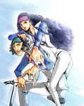  1girl akaikusogaki bad_id bad_pixiv_id bicycle black_hair dual_persona genderswap genderswap_(mtf) ground_vehicle kuzan_(aokiji) long_hair one_piece purple_eyes 