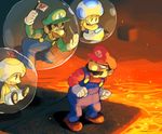  bad_deviantart_id bad_id bubble facial_hair flag gameplay_mechanics glaring in_bubble luigi mario mario_(series) molten_rock multiple_boys mustache nemurism new_super_mario_bros._wii overalls sideburns super_mario_bros. sweat toad 