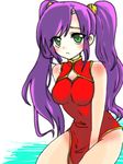  1girl 3601_(pixiv734486) bare_shoulders body_blush breasts china_dress chinadress chinese_clothes dress faris_scherwiz female final_fantasy final_fantasy_v green_eyes long_hair monk purple_hair sitting solo twintails white_background 
