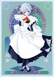  art_nouveau kotonomiya_yuki maid petticoat red_eyes ribbon short_hair smile solo suigetsu white_hair 