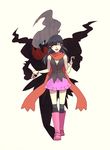  bad_id bad_pixiv_id black_hair boots crise darkrai gen_4_pokemon highres hikari_(pokemon) holding_hands long_hair one_eye_closed pink_footwear pokemon pokemon_(creature) pokemon_(game) pokemon_dppt red_scarf scarf shadow skirt smile standing thighhighs 