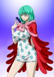  1girl bare_legs breasts cape dress female green_hair large_breasts legs nel-zel_formula older one_piece parted_lips solo standing sugar_(one_piece) 
