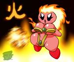  1girl angry blush breasts female fire genderswap kirby kirby_(series) large_breasts nintendo open_mouth solo thewill tongue 