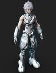  1boy 3d armor blue_eyes chest_plate gauntlets ikedan male_focus original spiked_hair white_hair whiteman 