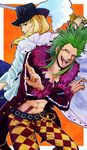  2boys bartolomeo blonde_hair cavendish dressrosa green_hair male_focus multiple_boys one_piece 