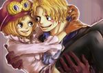  1boy 1girl blonde_hair carrying darthshizuka goggles koala_(one_piece) one_piece sabo_(one_piece) scar 