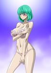  1girl blush bra breasts covering female green_hair large_breasts nel-zel_formula older one_piece panties solo standing sugar_(one_piece) underwear 