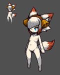  artist_request blue_eyes breasts fox furry nipples nude omunikin original pixel pussy short_hair small_breasts solo white_hair 