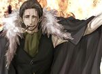  1boy cigar cravat fur_trim male_focus one_piece scar sir_crocodile smoking solo 