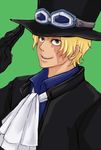  1boy blonde_hair goggles hat male_focus one_piece sabo_(one_piece) scar solo top_hat 