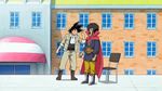  animated animated_gif black_hair dragon_ball_super mr._satan multiple_boys punching son_gokuu violence 