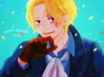  1boy birthday blonde_hair male_focus one_piece open_mouth sabo_(one_piece) scar solo 