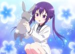  1girl bunny flower gochuumon_wa_usagi_desu_ka? purple_eyes purple_hair school_uniform screencap tedeza_rize twintails wild_geese 