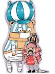  1girl bear crying kumacy one_piece perona pink_hair surgical_mask younger 