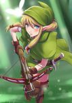  1girl arrow blonde_hair blue_eyes bow_(weapon) crossbow dagger daniel_macgregor linkle nintendo parted_lips pointy_ears sheath solo the_legend_of_zelda thigh_boots thighhighs weapon zelda_musou 